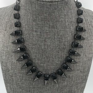 Gunmetal Black Crystal Spike Necklace New w/ Tag